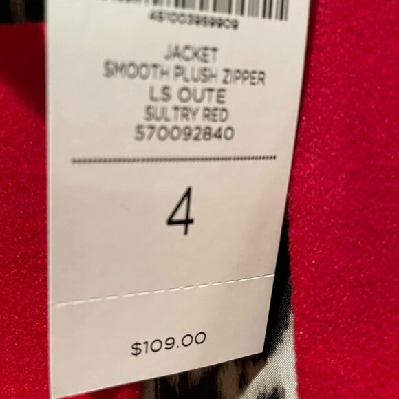 Chico's Red Jacket with Zebra lining NWT Size 4 (20/22) - Picture 5 of 7